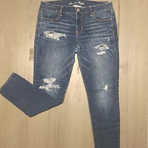 American Eagle Outfitters Women's Super Stretch Denim Jeggings - Dark Blue